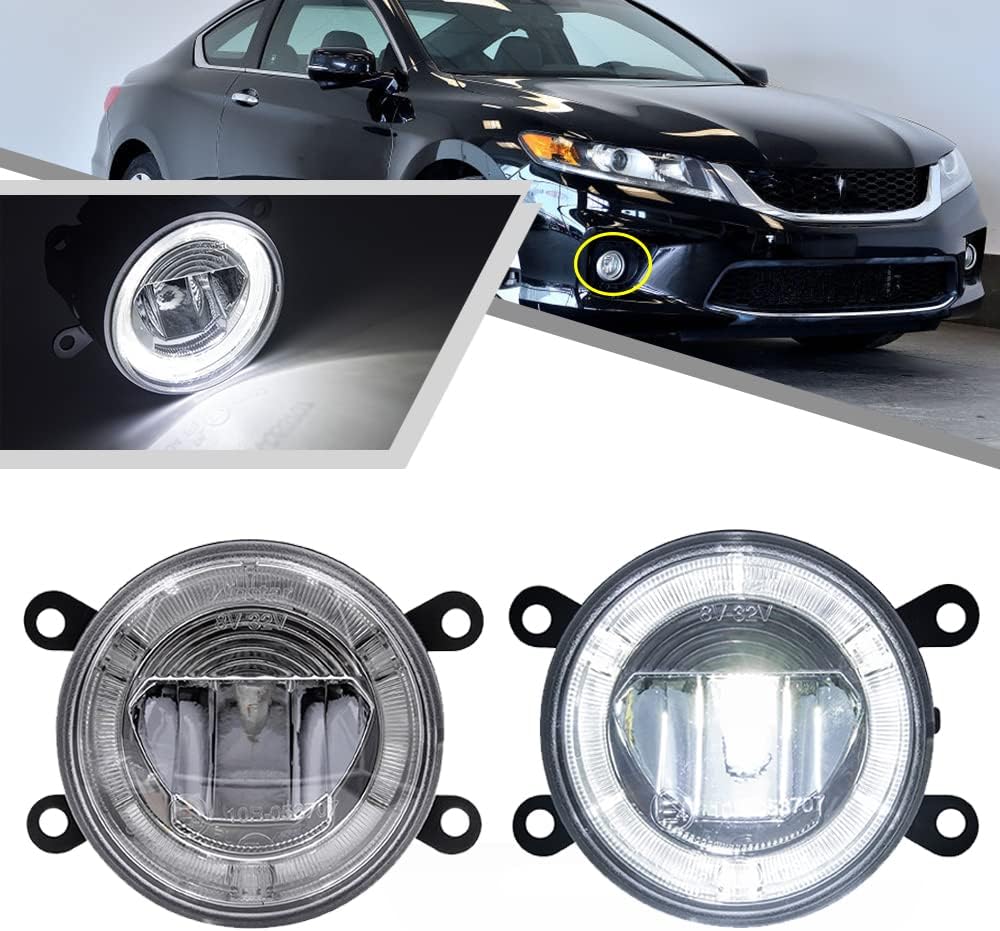 2Pcs White LED Halo Ring Daytime Running Light DRL Fog Lamp for Subaru WRX Impreza Forester Driving Light Fog light Clear Lens