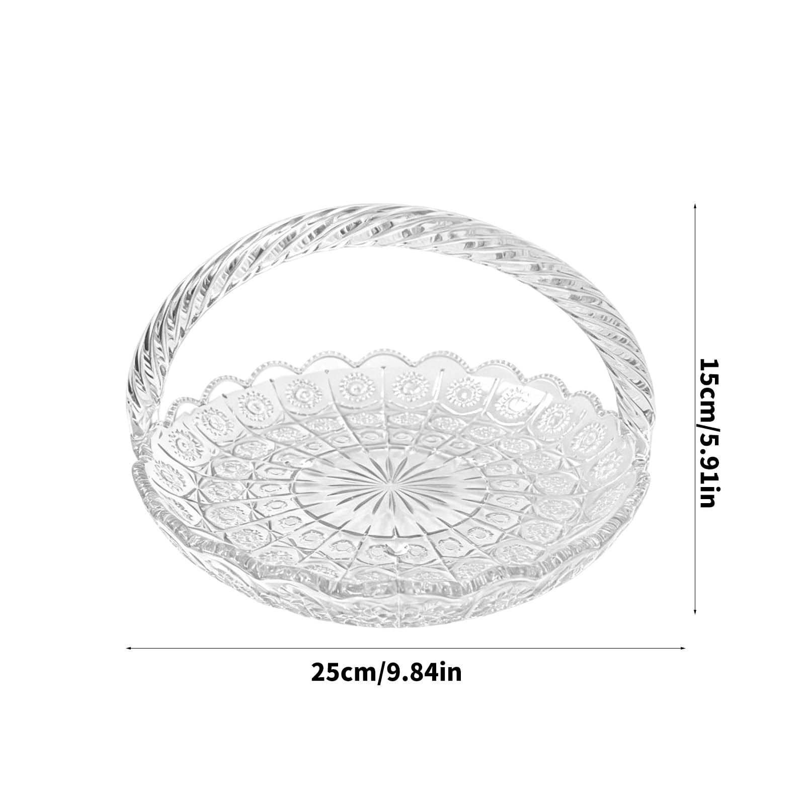 Práctico cuenco de cristal transparente para servir, elegante bandeja decorativa adecuada para frutas, aperitivos y decoración del hogar, platos de frutas transparentes