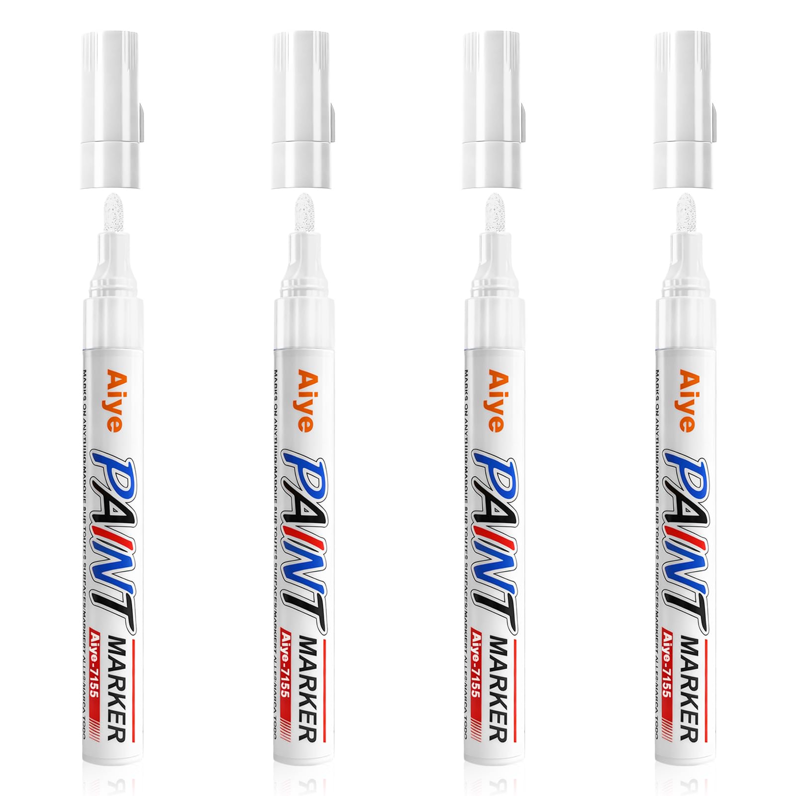 4 Piezas Rotuladores Acrilicos, Blanco Rotuladores Permanentes, Rotuladore de Pintura Acrílica, Resistente al Agua, para Pintura Rupestre, Vidrio, Cerámica, Madera y Metal