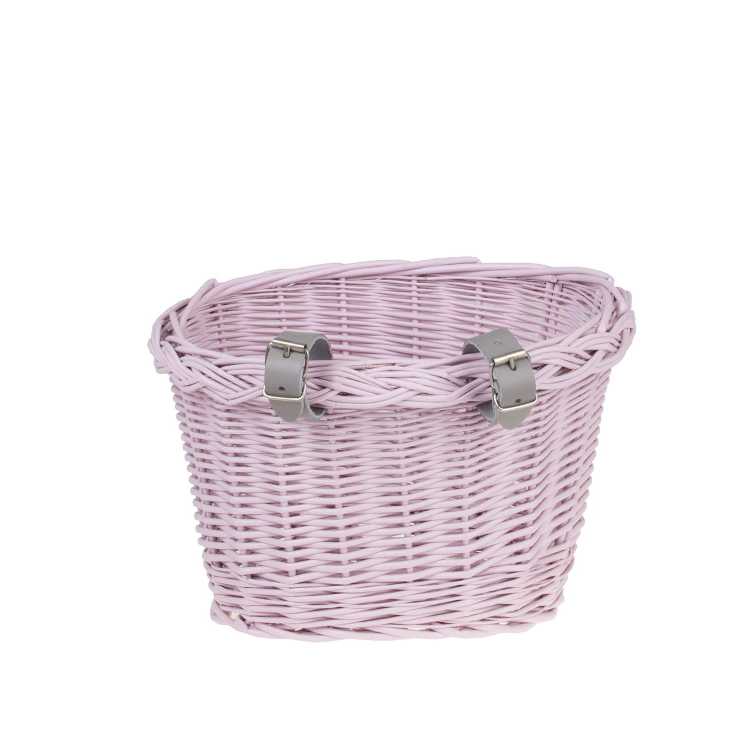 e-wicker24 Petit Panier,Basket,Panier de Guidon de vélo pour Enfant en Osier avec Deux Sangles en Cuir (Pink)