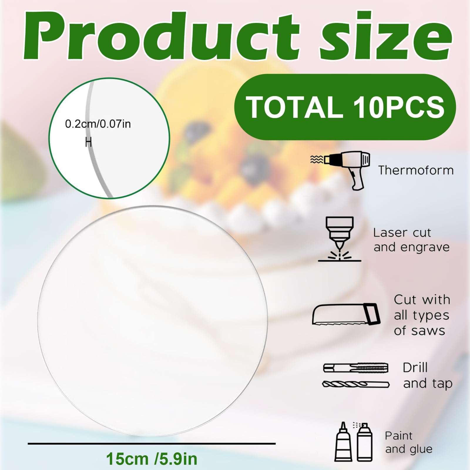 Transparente Acrylglas Scheiben Rund 10 Stück Acryl Platte Ø15cm DIY Dekoration Produktpräsentation Klar