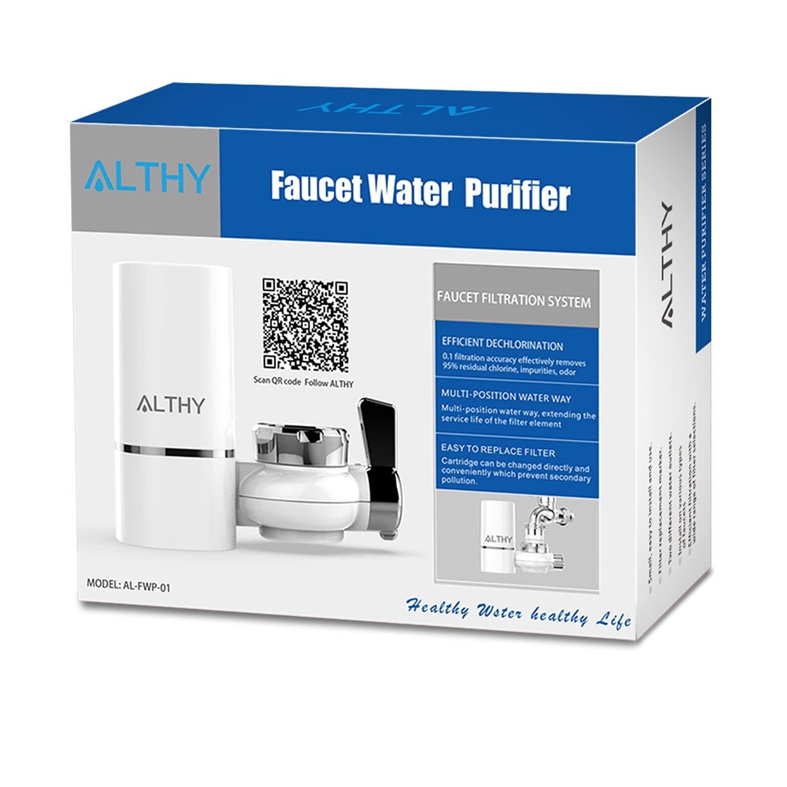 Sistema de filtro de agua debajo del fregadero, ALTHY Purificador de filtro de agua del grifo Faucet Sistema de purificación de agua - Retener los minerales alcalinos: eliminar el cloro de olor Ahorro
