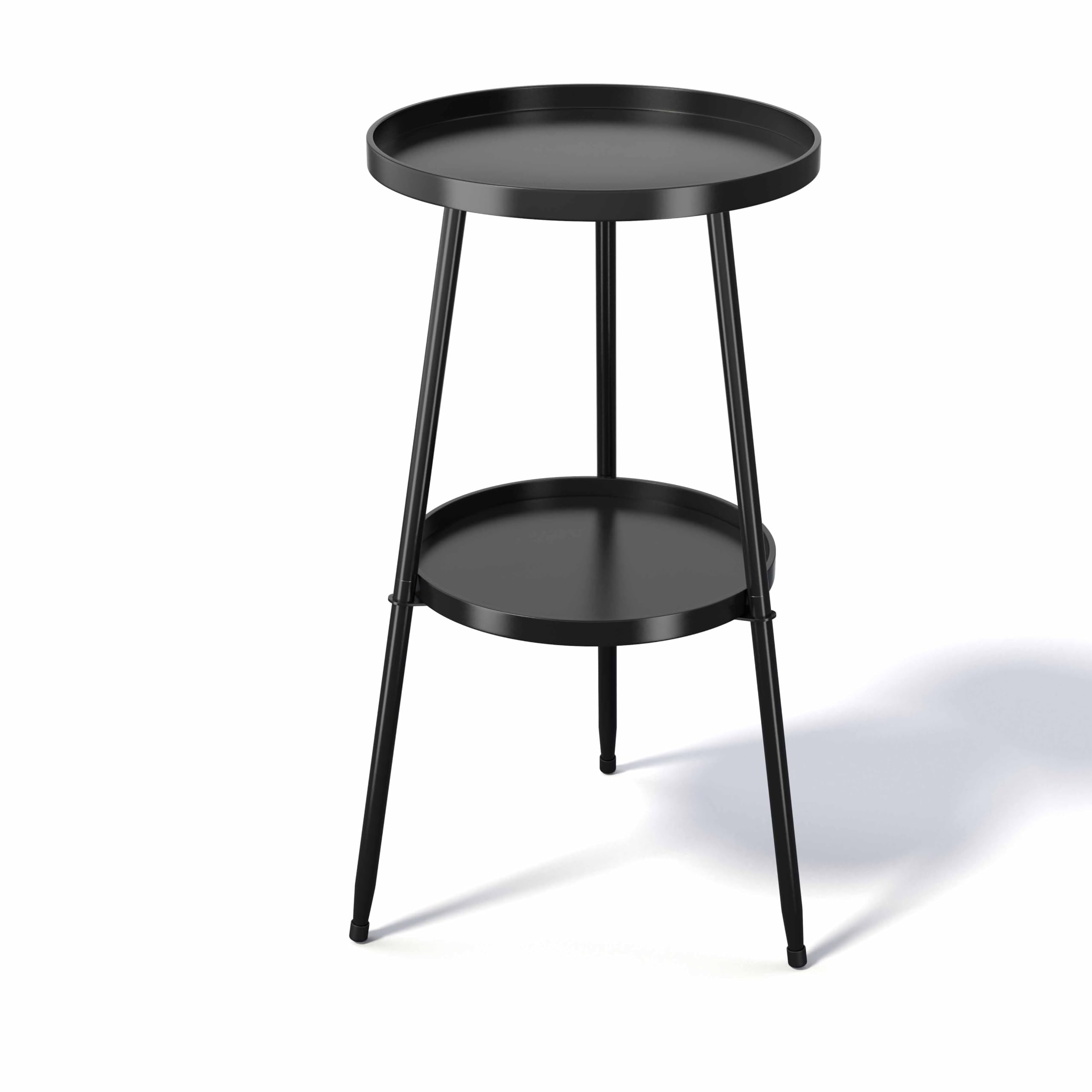 Black Side Table,Metal Table,Double-Layered Side Table,Night Stand,Double. 2 Tier Table for Living Room.Bedroom, Small Mini Modern Versatile.