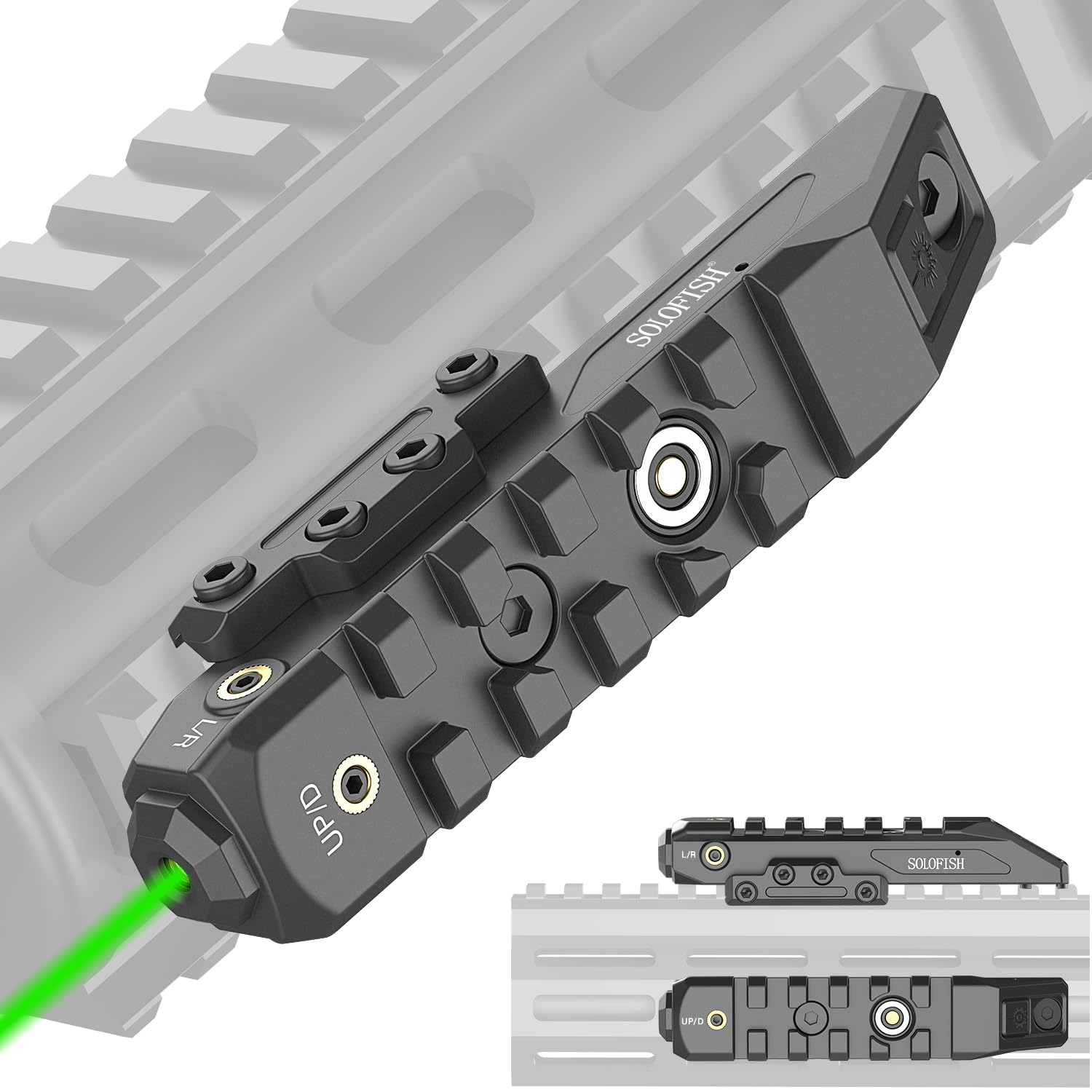 SOLOFISH Green/Red/Blue Laser Sight, Rechargeable, (Laser Output is <5mW, Class IIIA)