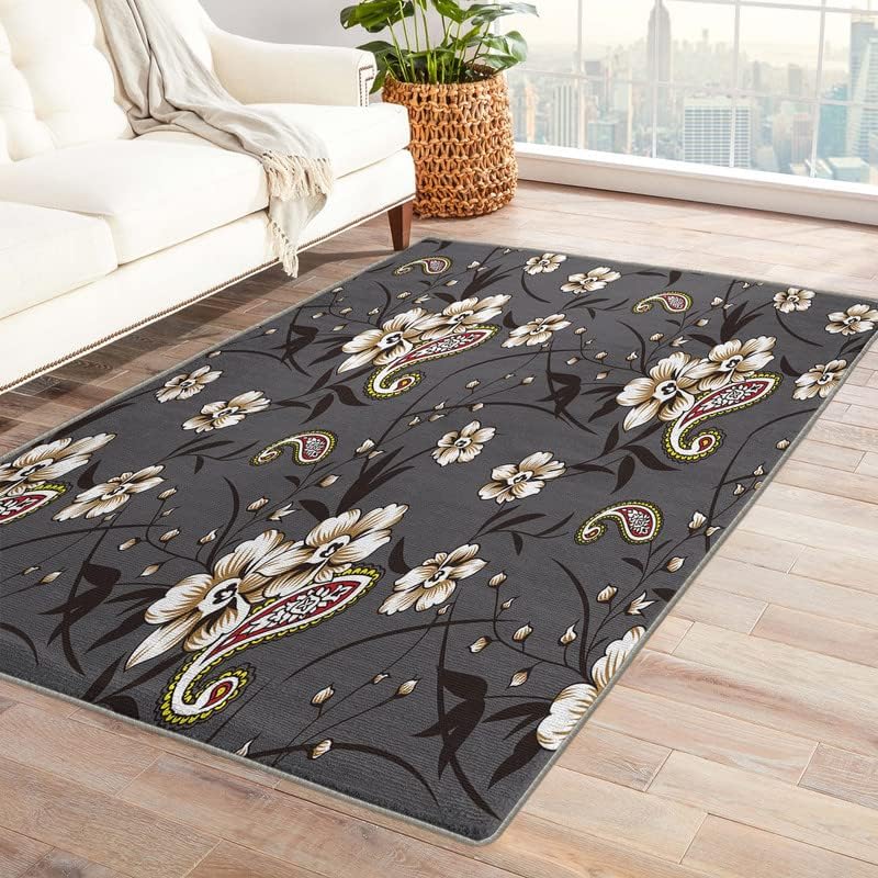 Miniatura 12 de Alfombras lavables para entrada, sala de estar, dormitorio, alfombra floral y decoración del hogar, alfombra bohemia de 2 x 3, antideslizante