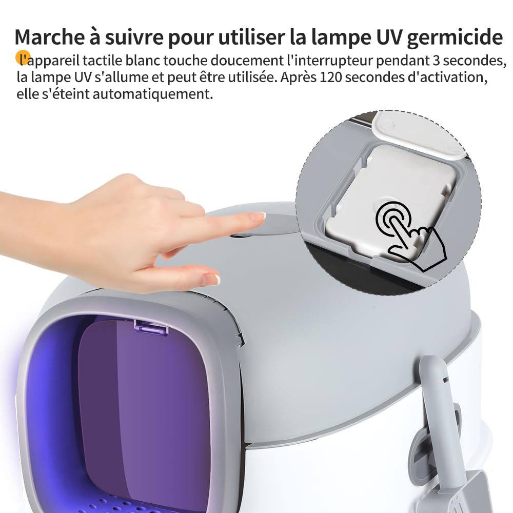 Bac à Litiere Chat Autonettoyante,Maison de Toilette pour Chat,Bac à Litière Autonettoyante,Litière Automatique Autonettoyant pour Chats (Gris)