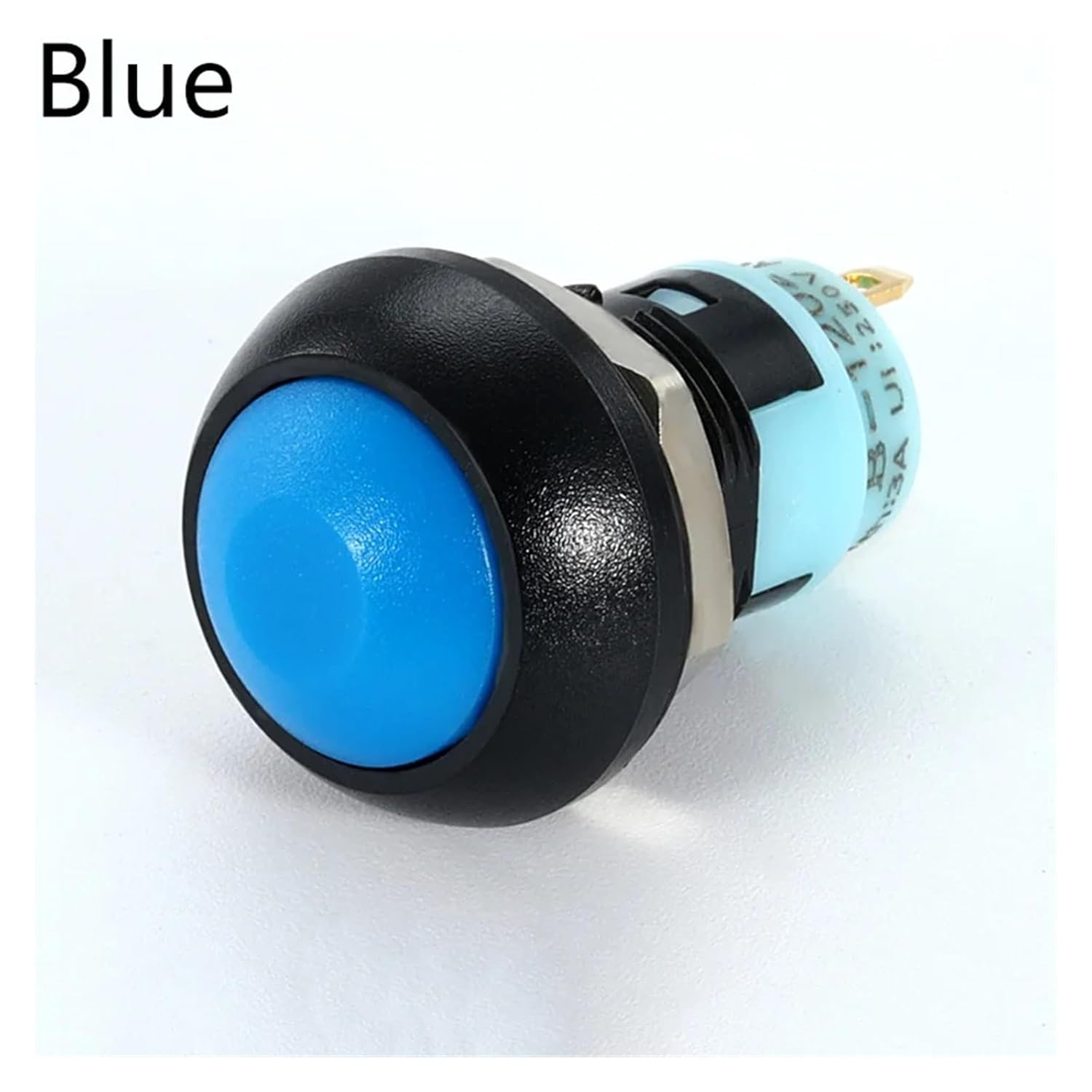 1/6, Mini Round Pushbutton Switch, Latching/33B Reset, 2-pin, 12mm, 3A 250VAC/1A 125VAC, Device(PBS-33A Blue,6pcs)