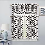 Duck River Textiles - Ashmont Geometric Canvas Textured Kitchen Tier & Valance Set | Small Window Curtain for Cafe, Bath, Laundry, Bedroom - (Brown)