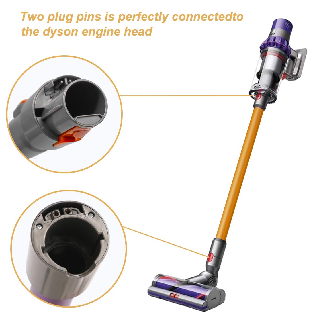 Tubo de Extensión para Dyson V7 V8 V10 V11 V15 Series Aspiradora, Accesorio de Tubo Liberación Rápida Varilla Repuesto, 73 cm (Dorado)