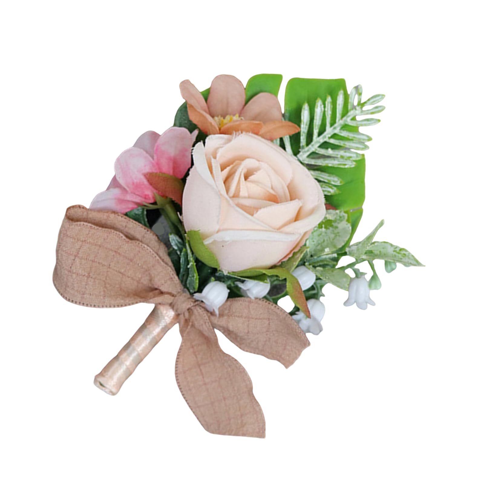alloneslife Artificial Flower Boutonniere Wedding Corsage for Bride Bridesmaid Groom Groomsmen Formal Meeting Ceremony Chest Flower Artificial Silk