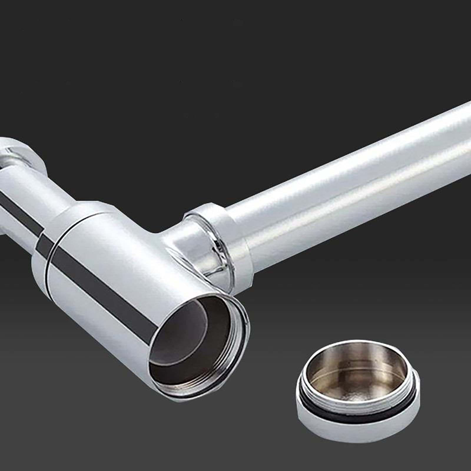 Sifón Fregadero Cocina Con Rebosadero,Válvula Click Clack,Altura Ajustable,Sifón Lavabo Flexible Cromado,Tubo De Desagüe Antiolor Antiobstrucción