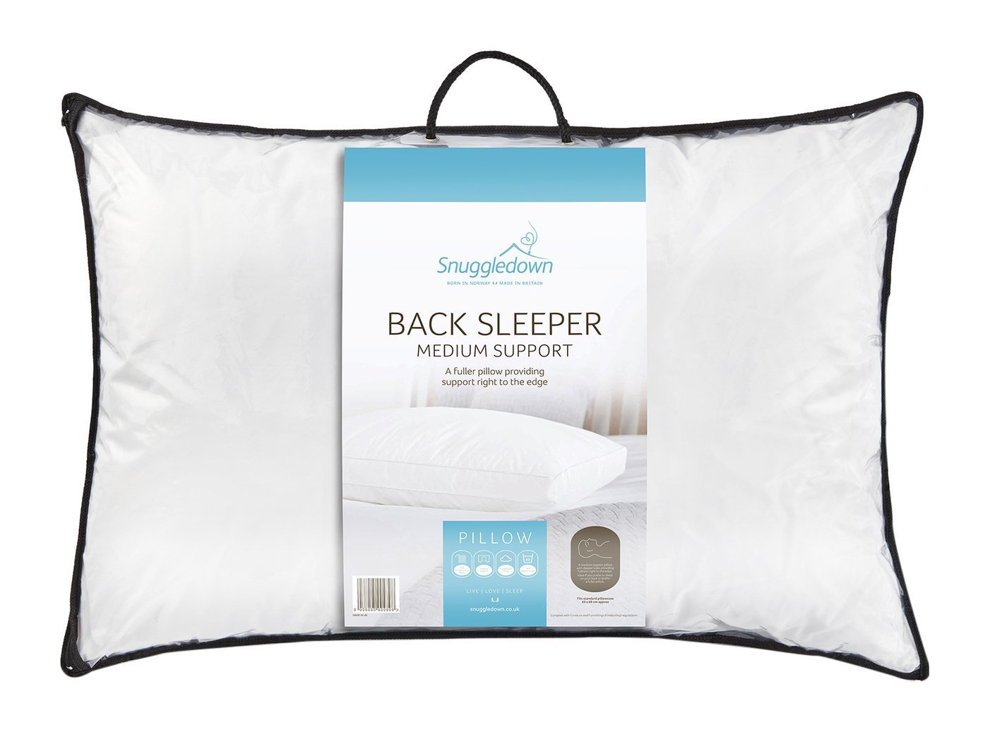 Snuggledown White 1 Pack Hotel Back Sleeper Box Pillow In
