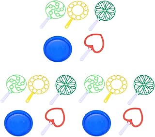 Alasum Tool Toys 12 PCS Bubble Blowing Bars Plastic Bubble Maker Assorted Bubbling Tools Handheld Bubbling Sticks with 1pc Bubble Water Plate (Heart, Twisted, Regular, Flower Shape) Bubble Toy