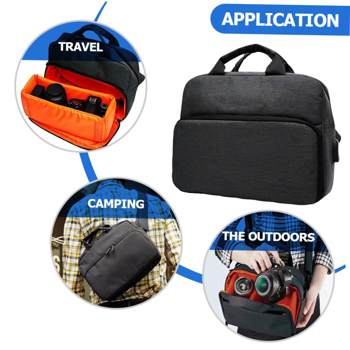 DOITOOL Borsa per Reflex Tracolla Regolabile, Tessuto Oxford Resistente e Scomparto Intermedio, per Attività All'aperto e Campeggio