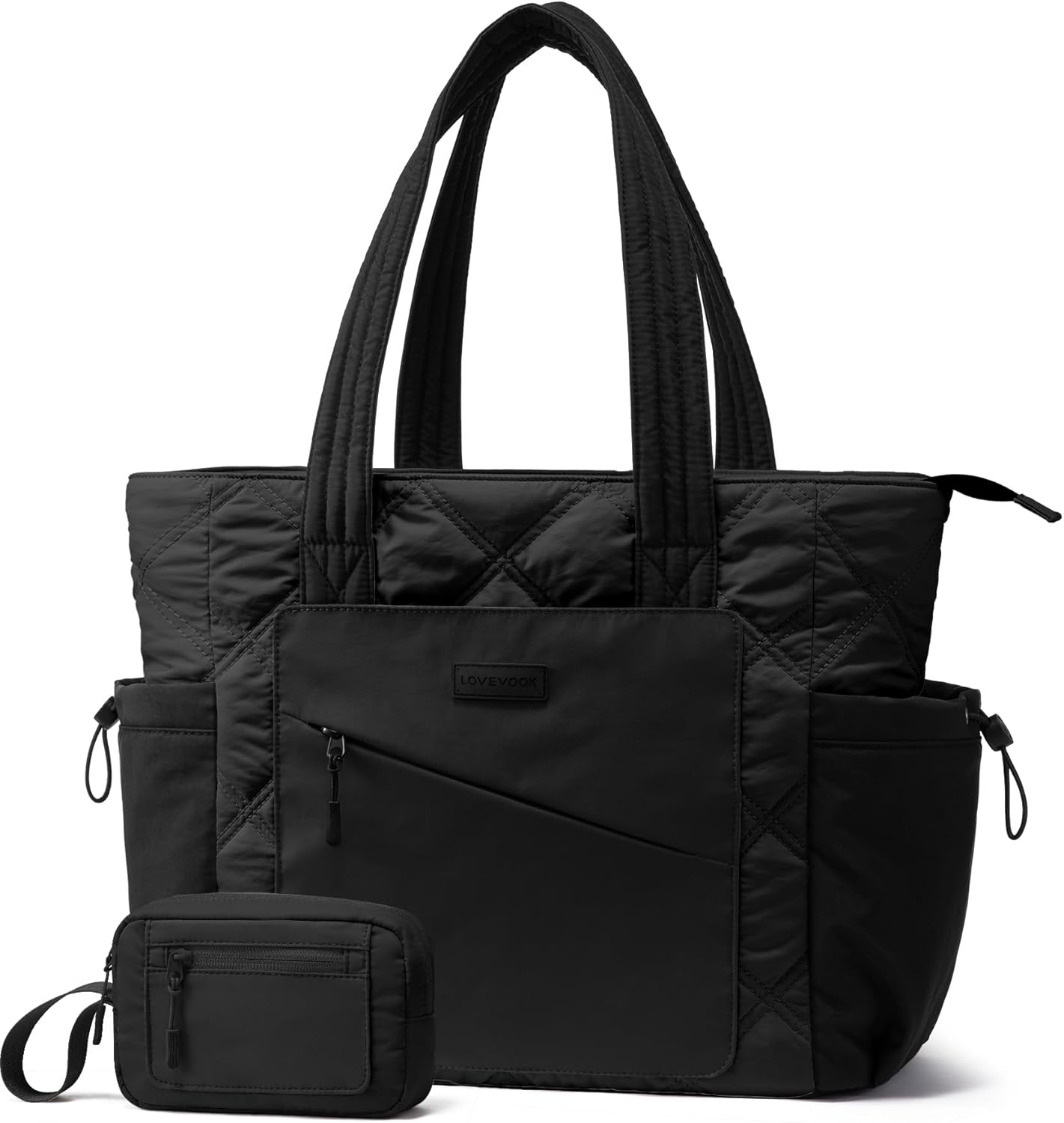 LOVEVOOK Tote Bag for Women, puffer tote bag for Work Travel Nurse, Lightweight quilted Bags with Compartments