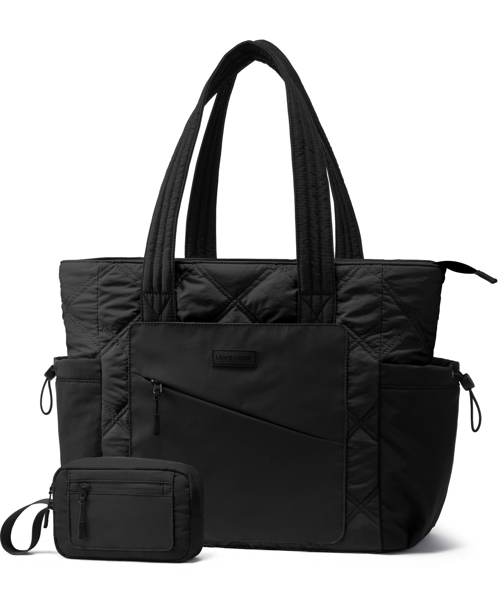 LOVEVOOK Tote Bag for Women, puffer tote bag for Work Travel Nurse, Lightweight quilted Bags with Compartments