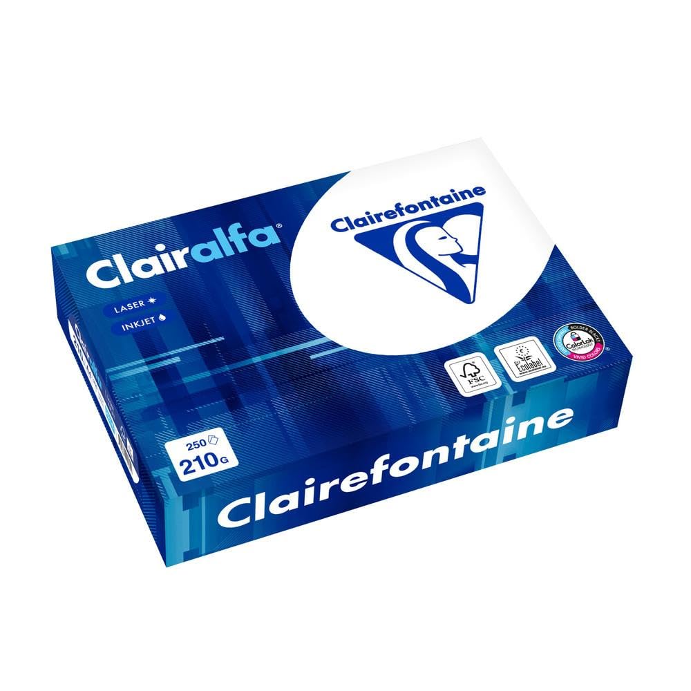 Lot de 4 Ramette de 250 feuilles de papier Clairalfa blanc, A4, 210 g/m²