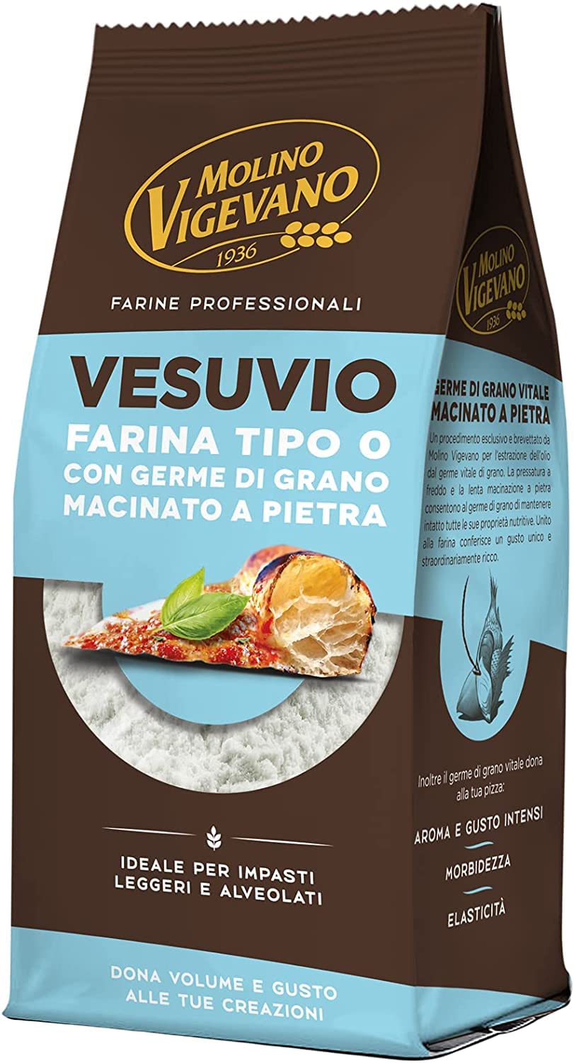 Molino Vigevano Farina Type 0 Lot de 6 farines Vesuvio pour pizza napolitaine douce et haute 500 g