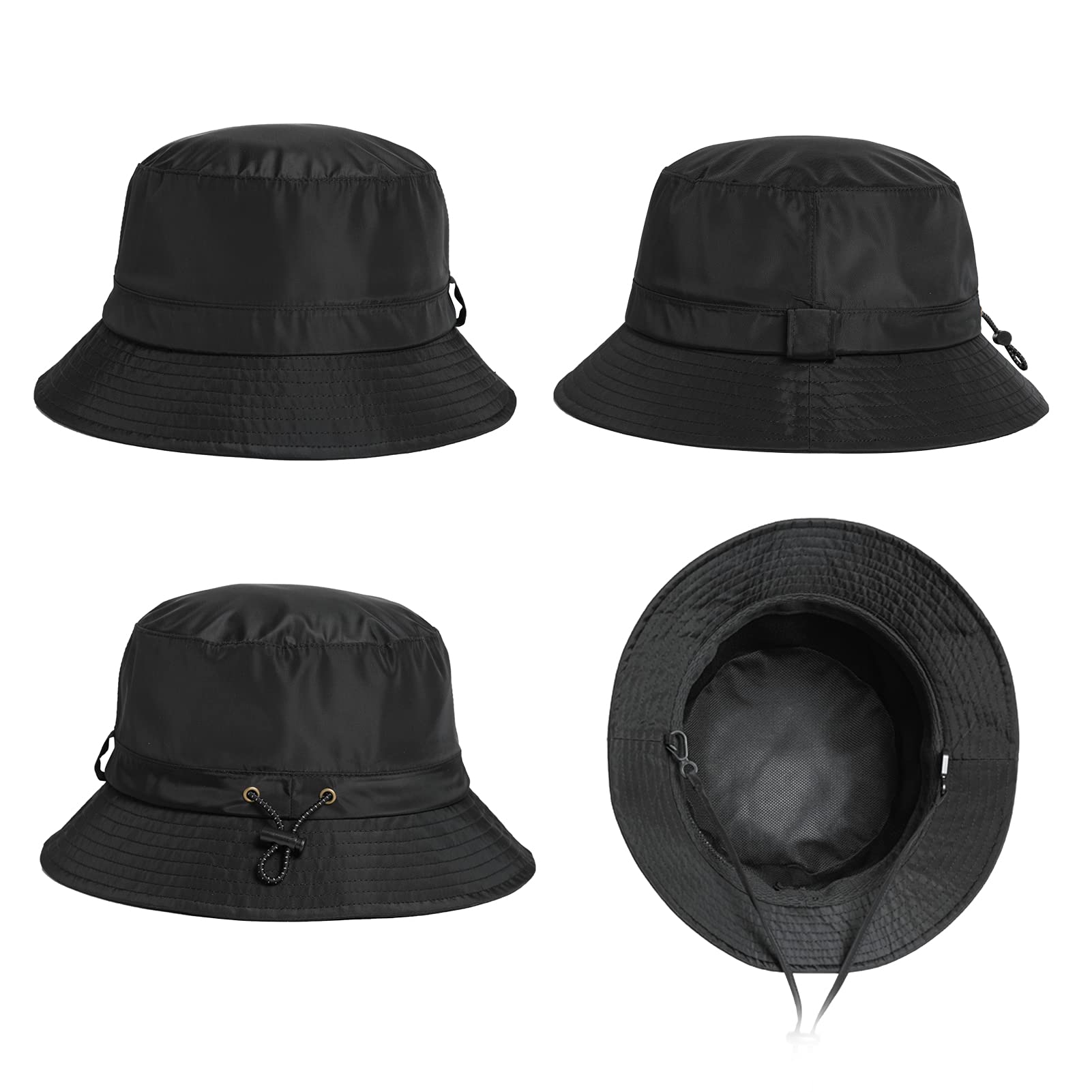 Comhats Chapeau de pluie unisexe 100 % étanche pour la marche, le vélo, avec visière et sangle de menton élastique [enlever le film de protection des deux côtés de la visière]