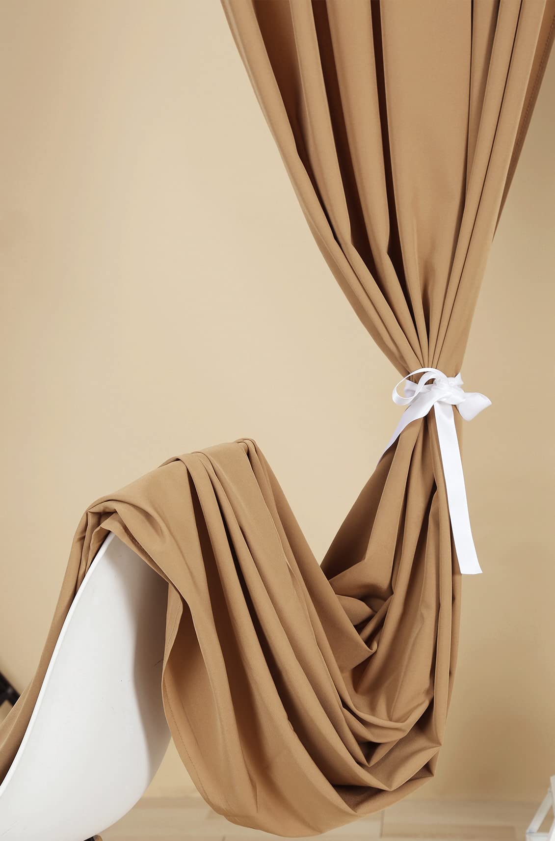 SHERWAY Hintergrundvorhänge 2 Paneele – Seidig Weich, Cappuccino-Farbe, Je 1,5x3 M, 10% Transparenz