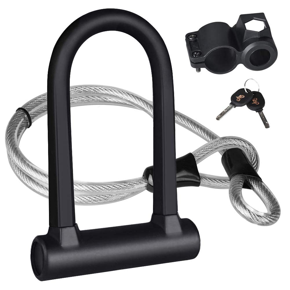 MAKINGTEC Bike U Lock Heavy Duty Anti Theft, Secure Combination Bike U Lock with 16mm Shackle, 4ft Length Security Cable,U Bolt Bike Lock for E-Bike,Mountain Bike,Road Bike(Small)