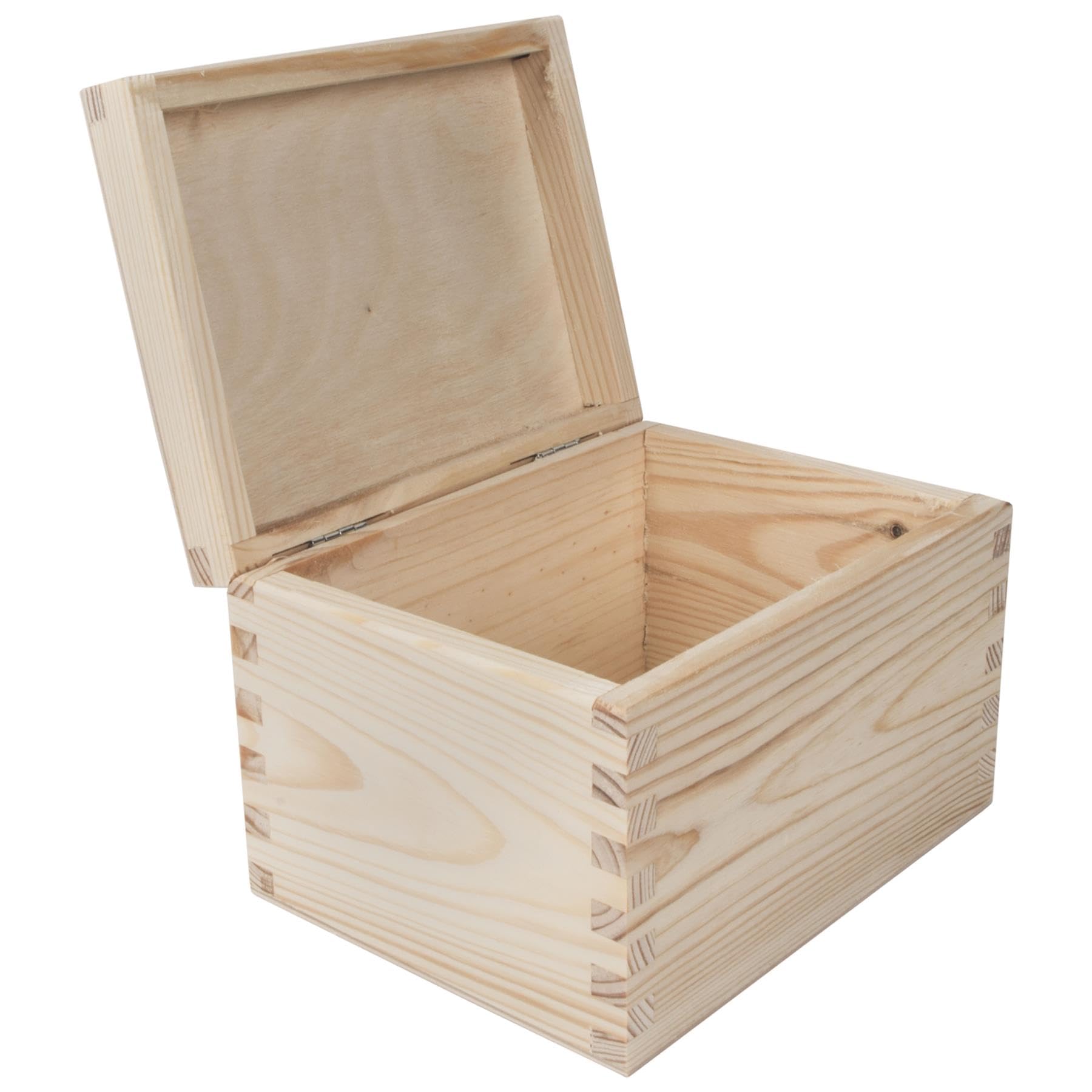 B&Q -  Wooden Box With Hinged Lid Small Pine Storage Case For Craft Use Gift Ideas Home Organisation Or Décor 16 X 12 X 11 Cm
