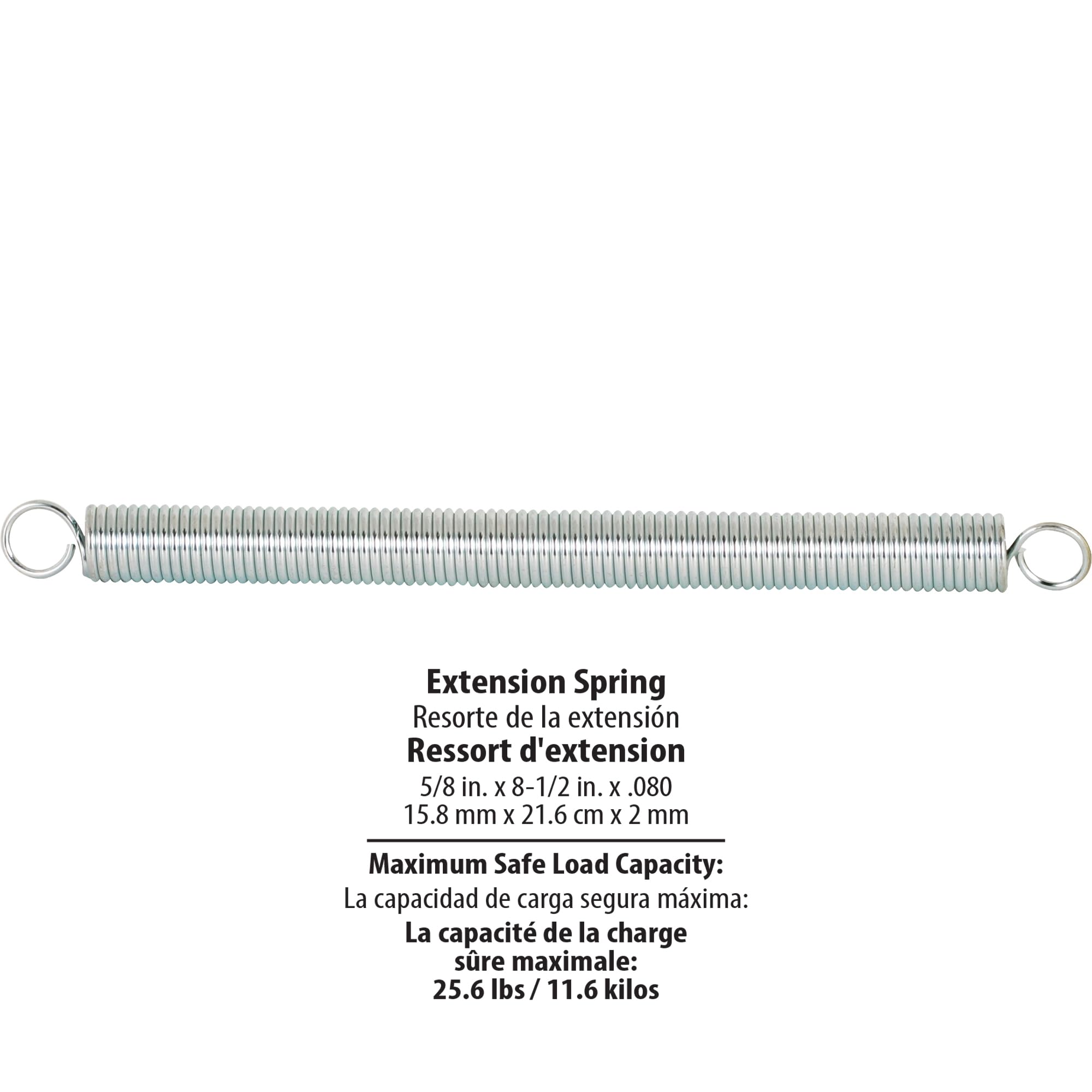 Prime-Line SP 9635 Extension Spring, Spring Steel Construction, Nickel-Plated Finish, 0.080 GA x 5/8 in. x 8-1/2 in., Closed Single Loop (Single Pack) — Amazon image 5