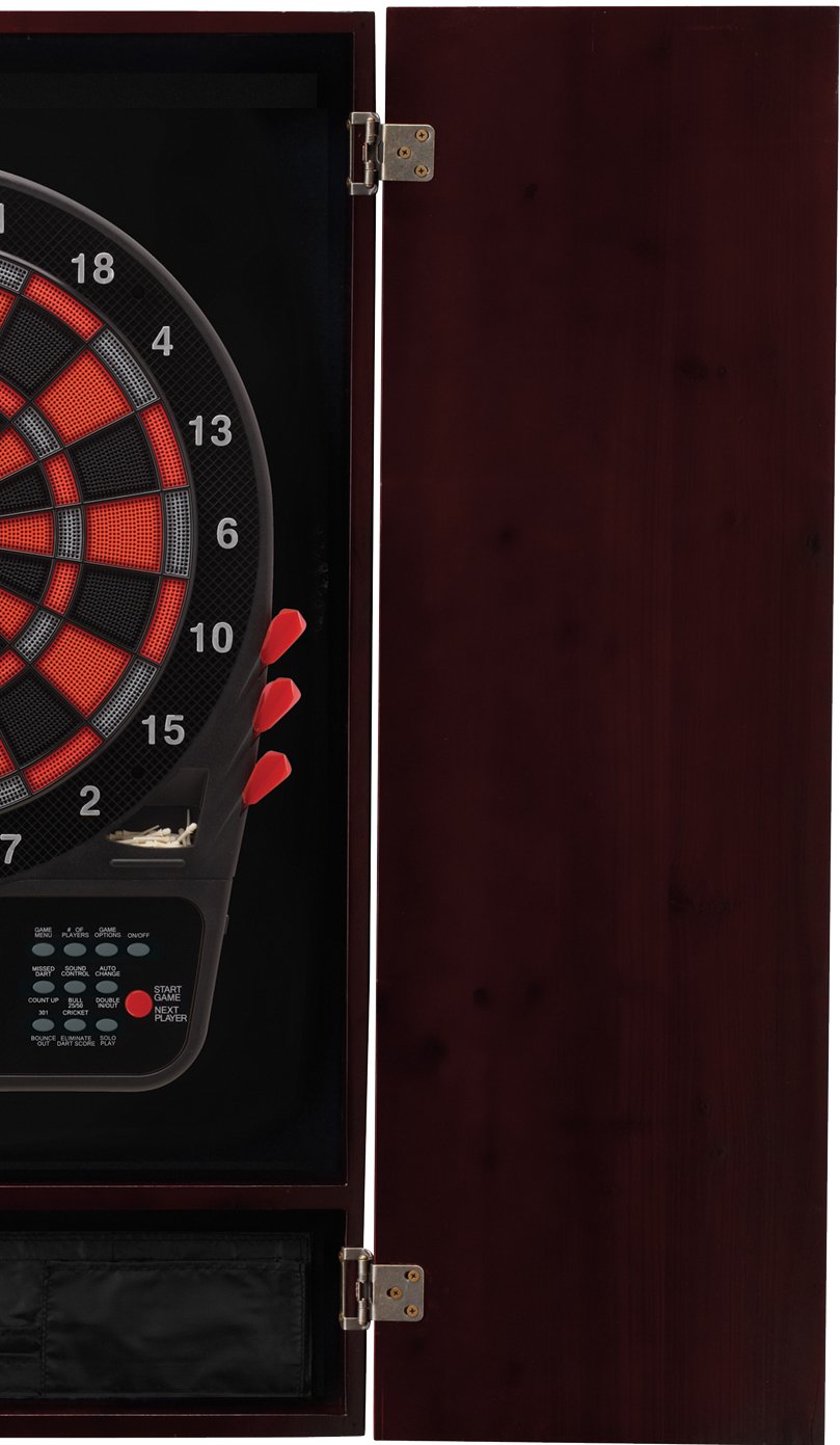 Viper Metropolitan Solid Wood Cabinet & Electronic Ready-to-Play Bundle: Elite Set (800 tarcz do darta, rzutki i laser Throw Line), wykończenie Mahogany
