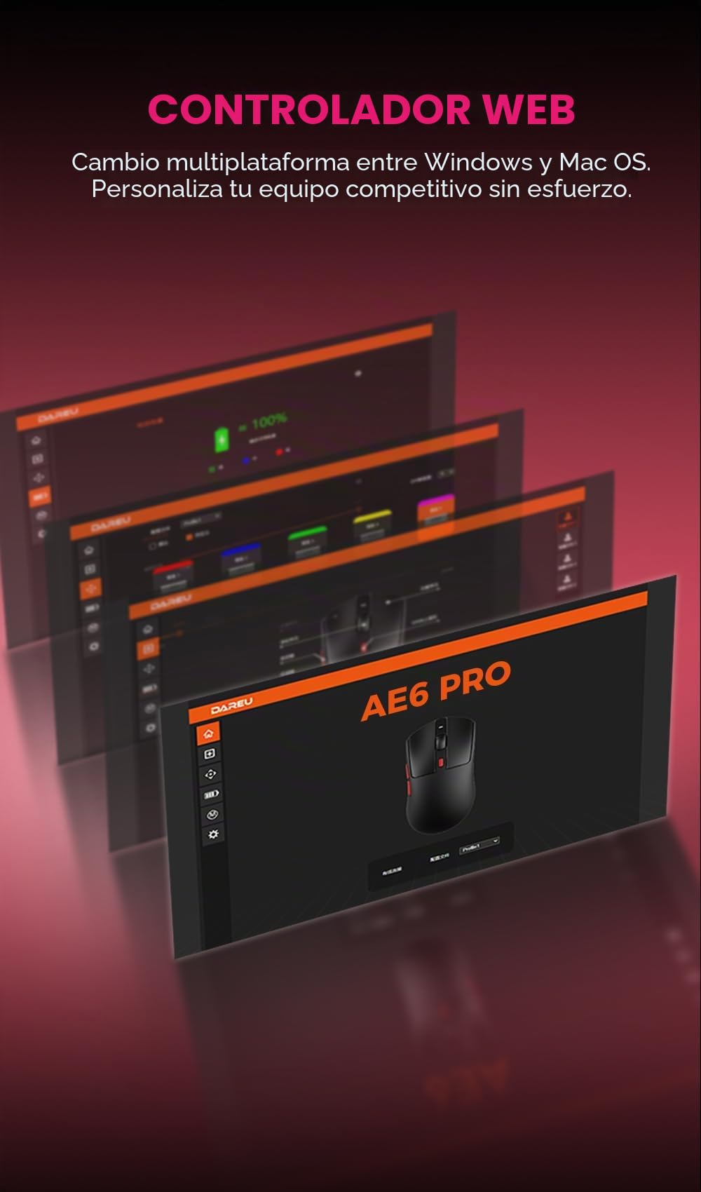 DAREU AE6 Pro - Ratón inalámbrico para juegos, sensor personalizado PAW3950 30K, sondeo dual 8K inalámbrico/con cable, peso ligero, base de carga de pantalla, revestimiento excímero, conexión de 3