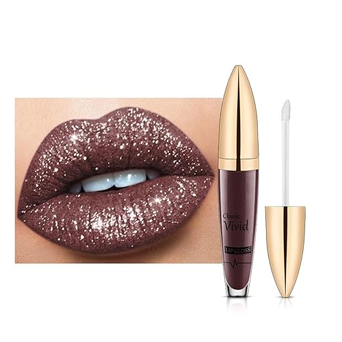 Lápiz labial líquido brillante con diamantes para Halloween, brillo labial líquido con purpurina gótica, de alto pigmento brillante, resistente al