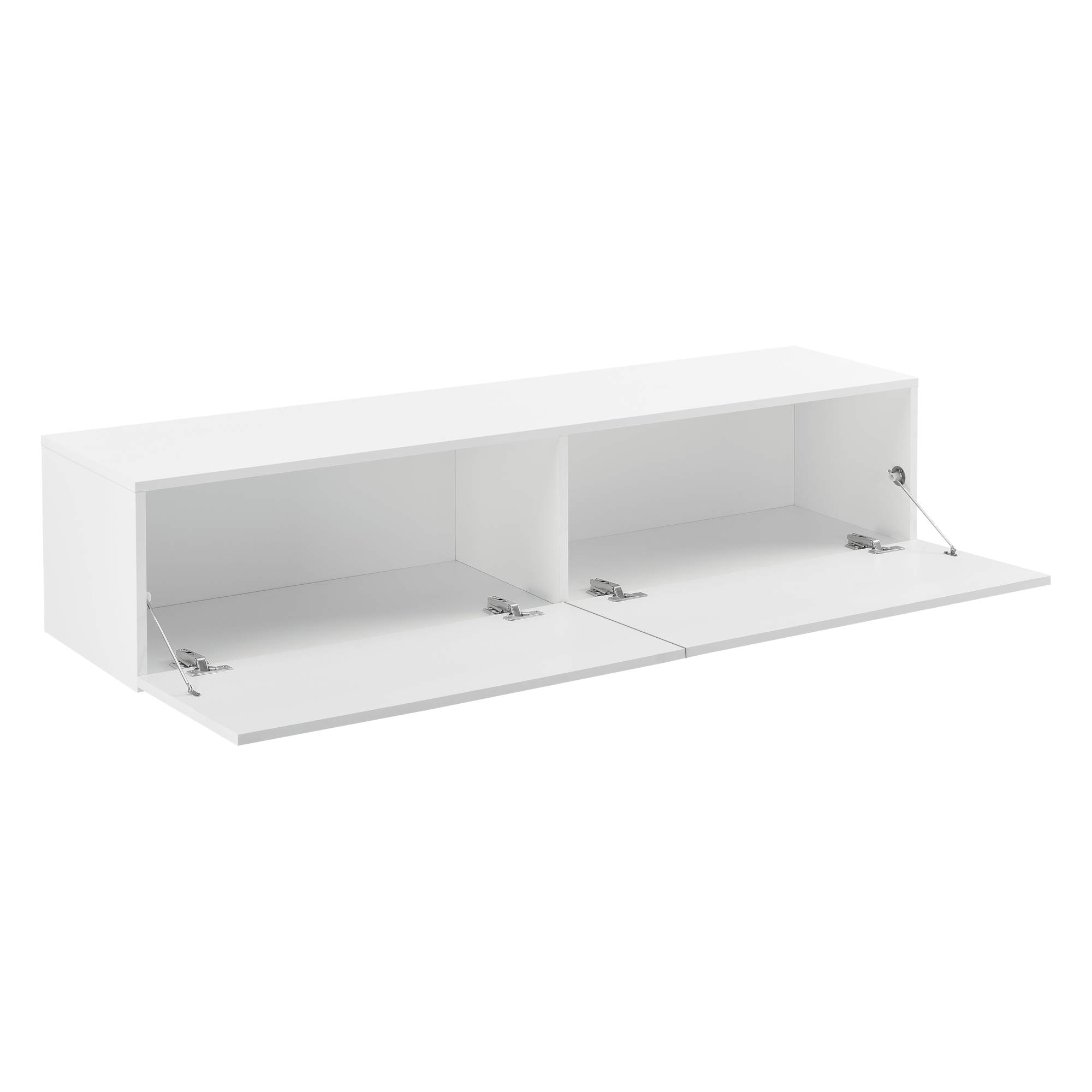 [en.casa] TV Lowboard hängend Evaton Hängeboard mit 2 Schranktüren Fernsehschrank schwebend Wohnzimmer 140 x 33 x 30 cm Weiß matt