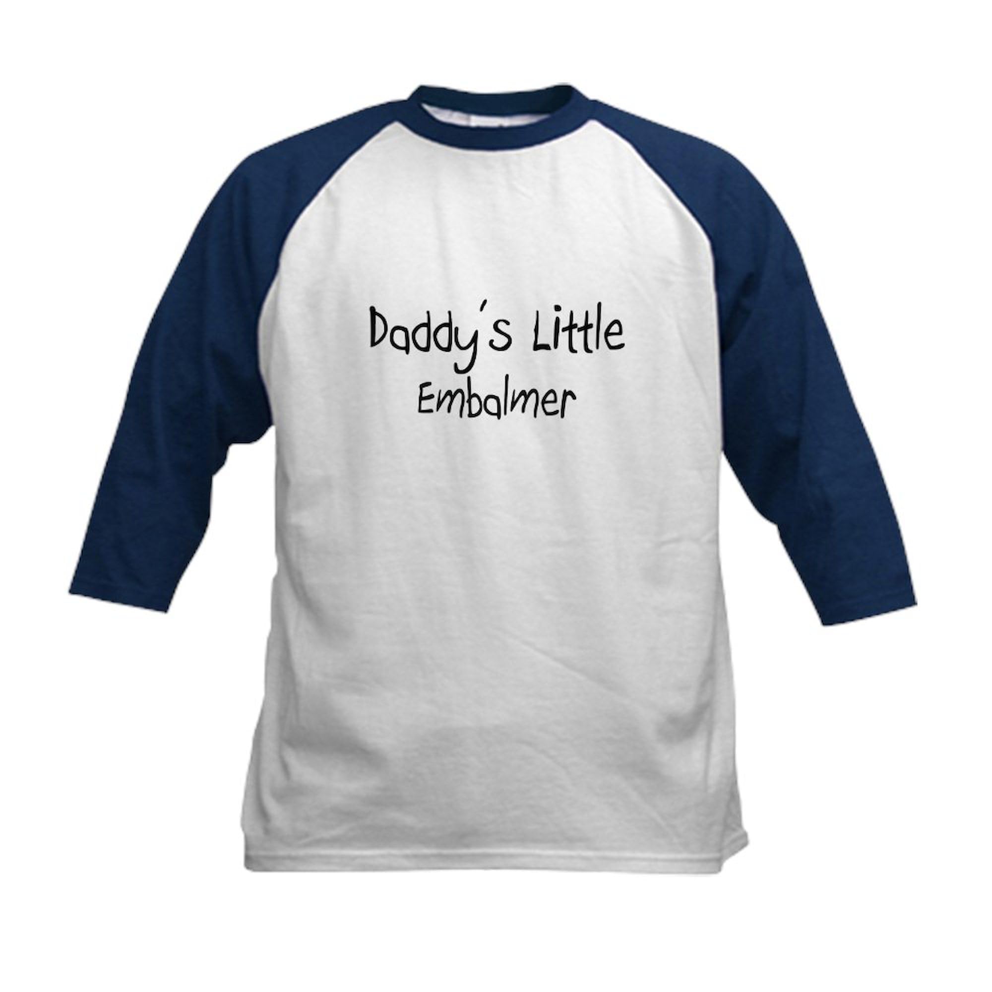 CafePress Daddy's Little Embalmer Kids Baseball Jersey Kids Cotton Baseball Jersey, 3/4 Raglan Sleeve Shirt Navy/White