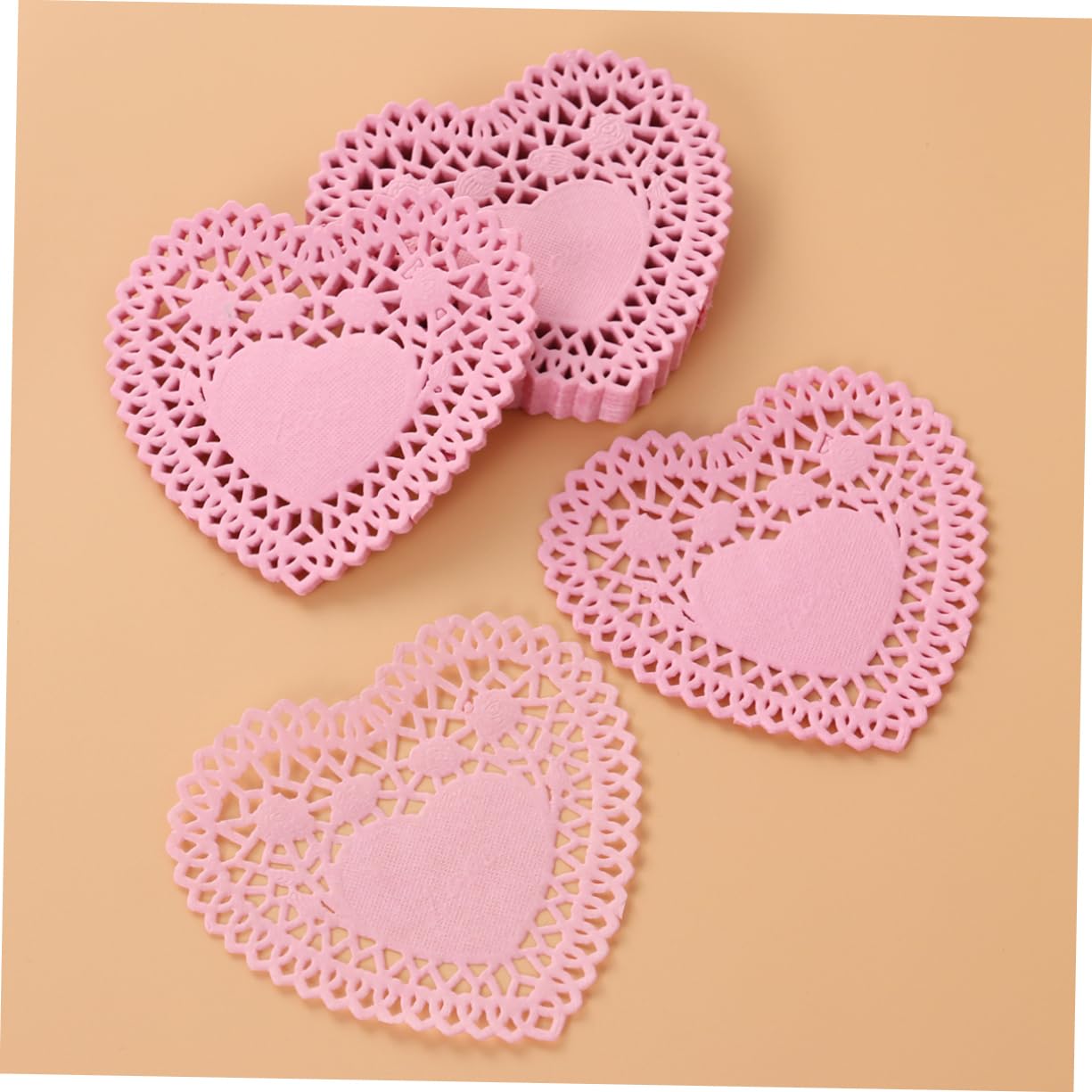 FUNOMOCYA Valentine Paper Placemats Bulk Cut Out Heart Shaped Cake Base Paper Lace Food Doilies Oil Proof Floral Diy Doily Crafts Random
