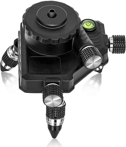 Takamine Adaptador de nivel láser para conector de nivel láser y trípode, base giratoria de metal finamente ajustable de 360 con montaje roscado de