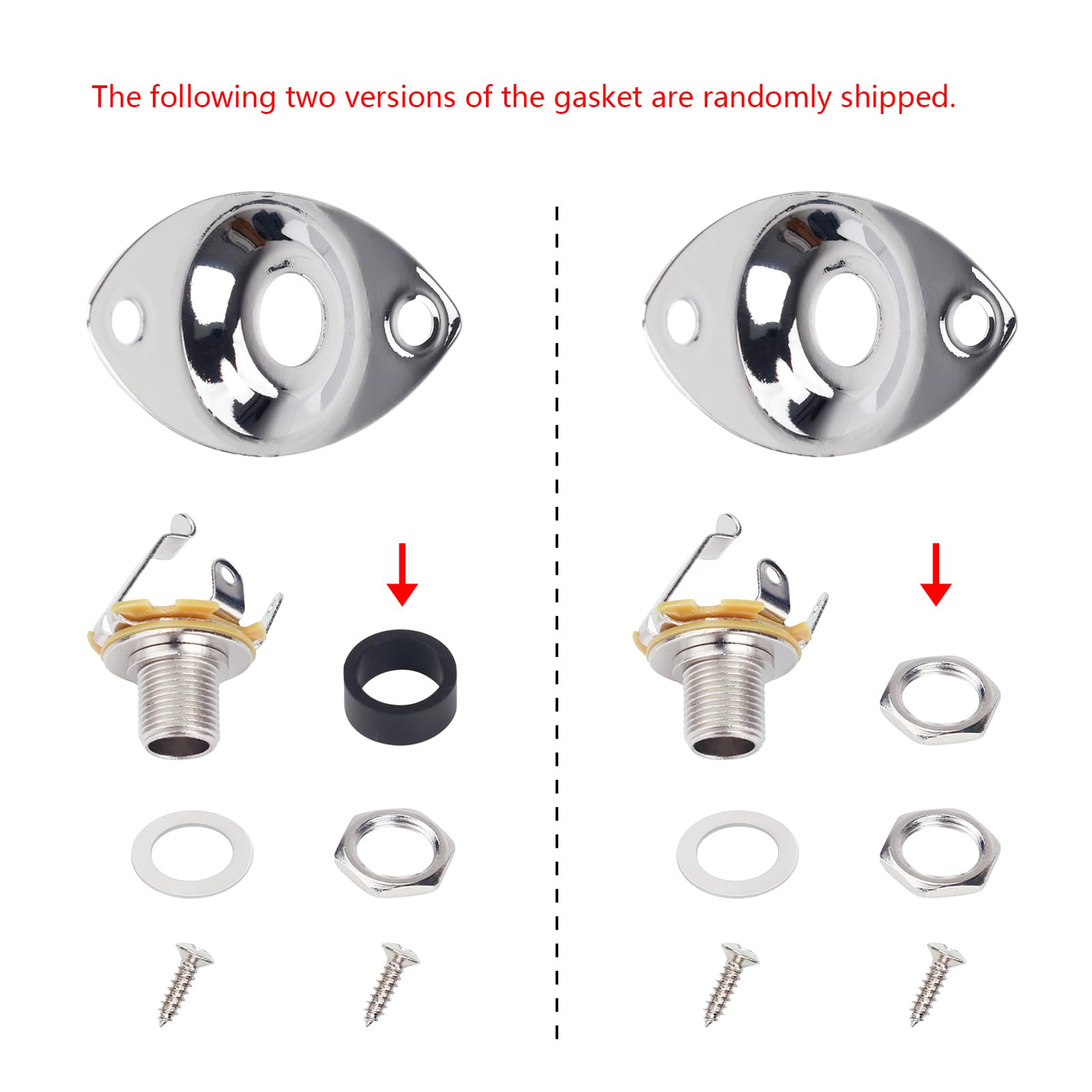 Banworks 6.35mm (1/4") Elliptical Input Jack Oval Cat-Eye Electric Guitar Input Jack Output Jack Plate Socket with Screws for Super Strat ST Tele Electric Guitar Bass JT/CK-01 Chrome - Image 3