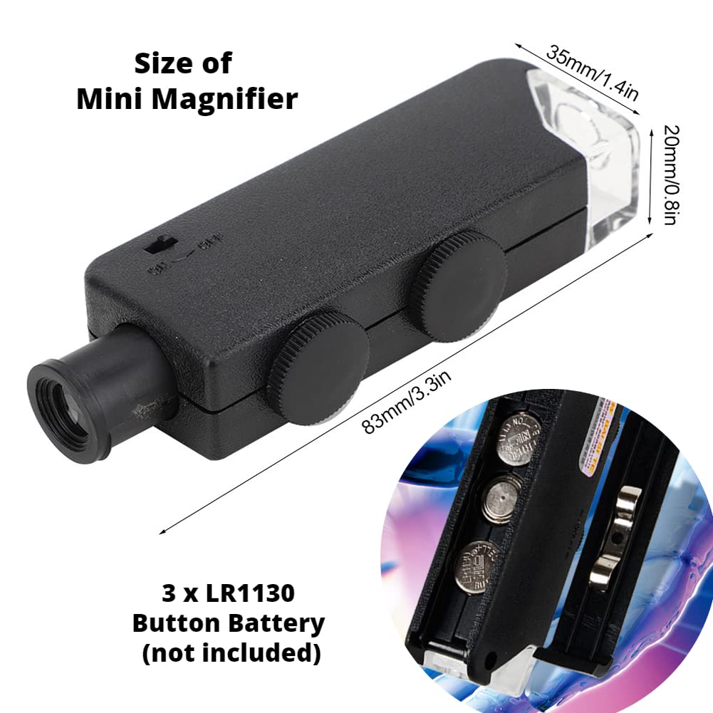 Microscopio de Mano 60-100X Zoom Portátil Zoom LED Lupa Luminosa Mini Lupa Óptica para Observar
