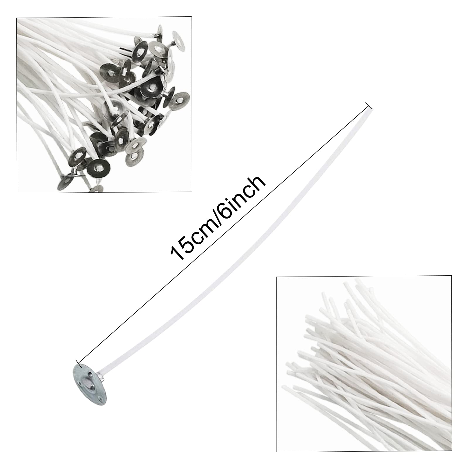 Kit Stoppini Per Candele - 100 Pezzi Da 15cm Con Adesivi E Portastoppino - Foto 2