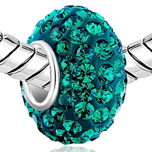 CharmSStory 925 Sterling Silver Green Simulated Birthstone Charms Synthetic Crystal Bead For Bracelets2