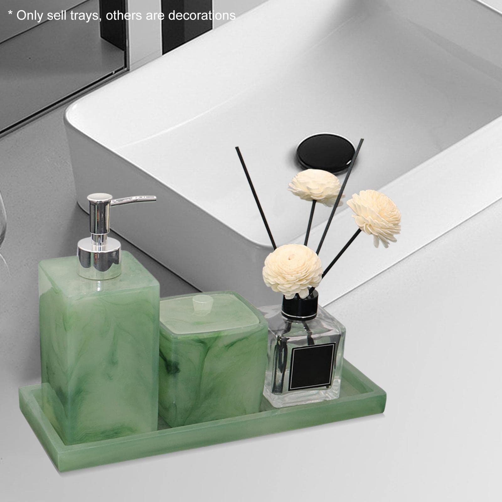 Karibiber Vassoio Da Bagno In Marmo Verde - Decorativo Per Piano Lavabo, Comò E Tavolini - Foto 2