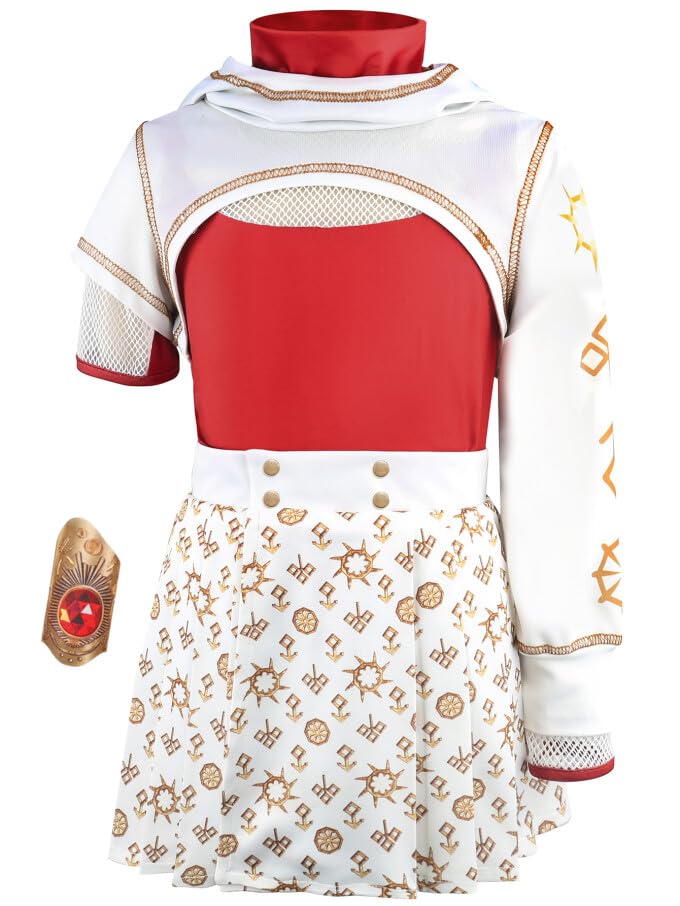 LEMONBABY Kids Girls Nova Zombies 4 pcs Costume Set Cheerleader Birthday Cosplay with Wristband Halloween Dress Up Dress 5-6years