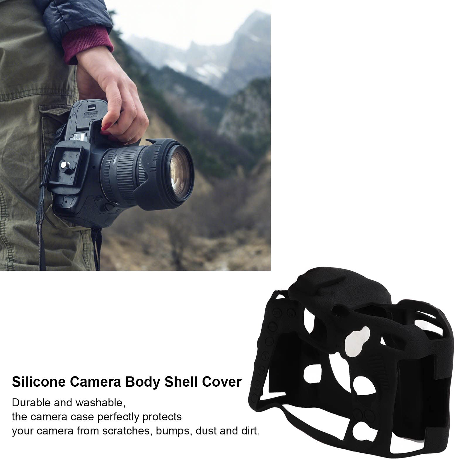 banapoy Silikon Kameratasche, Kameratasche Körper Rahmen Shell Cover Easy Hood für D500 Kamera