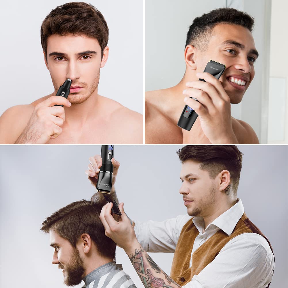 Hatteker Cordless Hair Clipper Beard Hair Trimmer Hair Cutting Kit for Men Women Kids Barber Clippers Nose Hair Trimmer IPX7 Waterproof Professional - Image 2