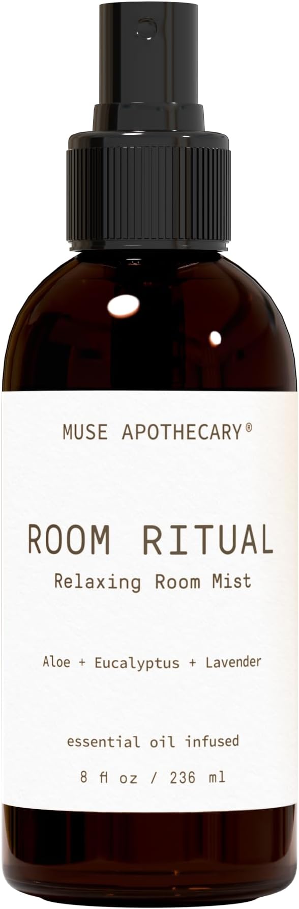 Muse Bath Apothecary Room Ritual - Aromatic and Relaxing Room Mist, 8 oz, Infused with Natural Essential Oils - Aloe + Eucalyptus + Lavender 1-Pack