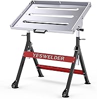 YESWELDER Foldable Welding Table 20x30" Adjustable Height 400lbs Steel Workbench Portable with Wheels for MIG/TIG