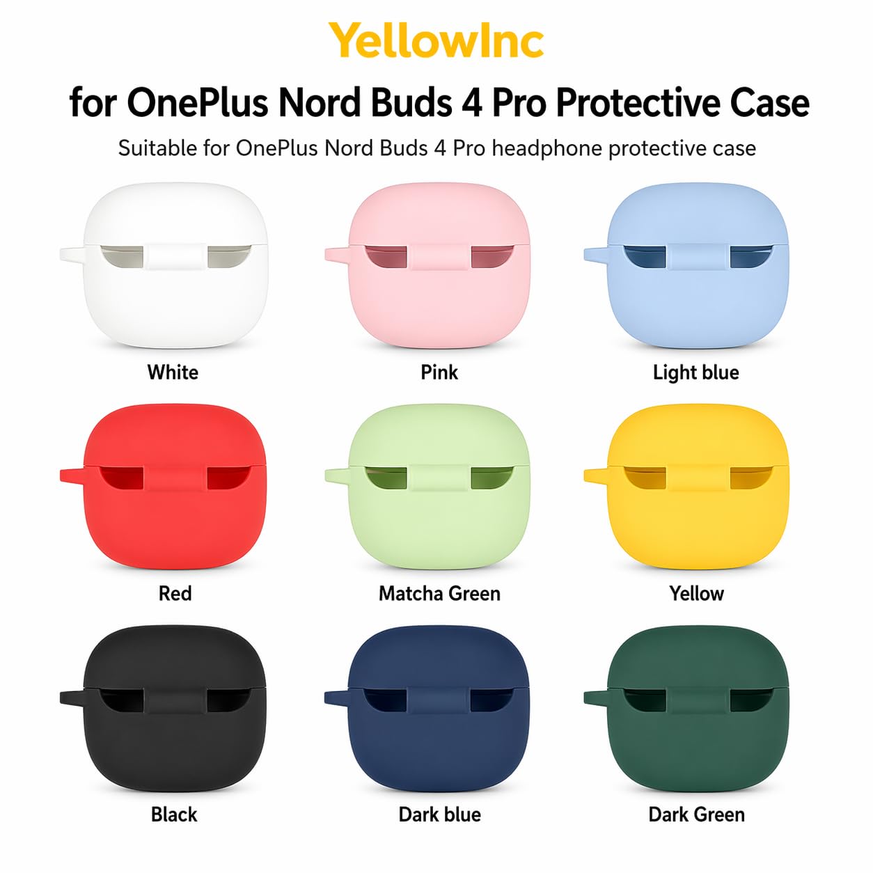 Silicone Case for OnePlus Nord Buds 4 Pro TWS Earbuds, Shockproof Cover with Heavy Duty Carabiner, LED Visible (Black) — Amazon image 5