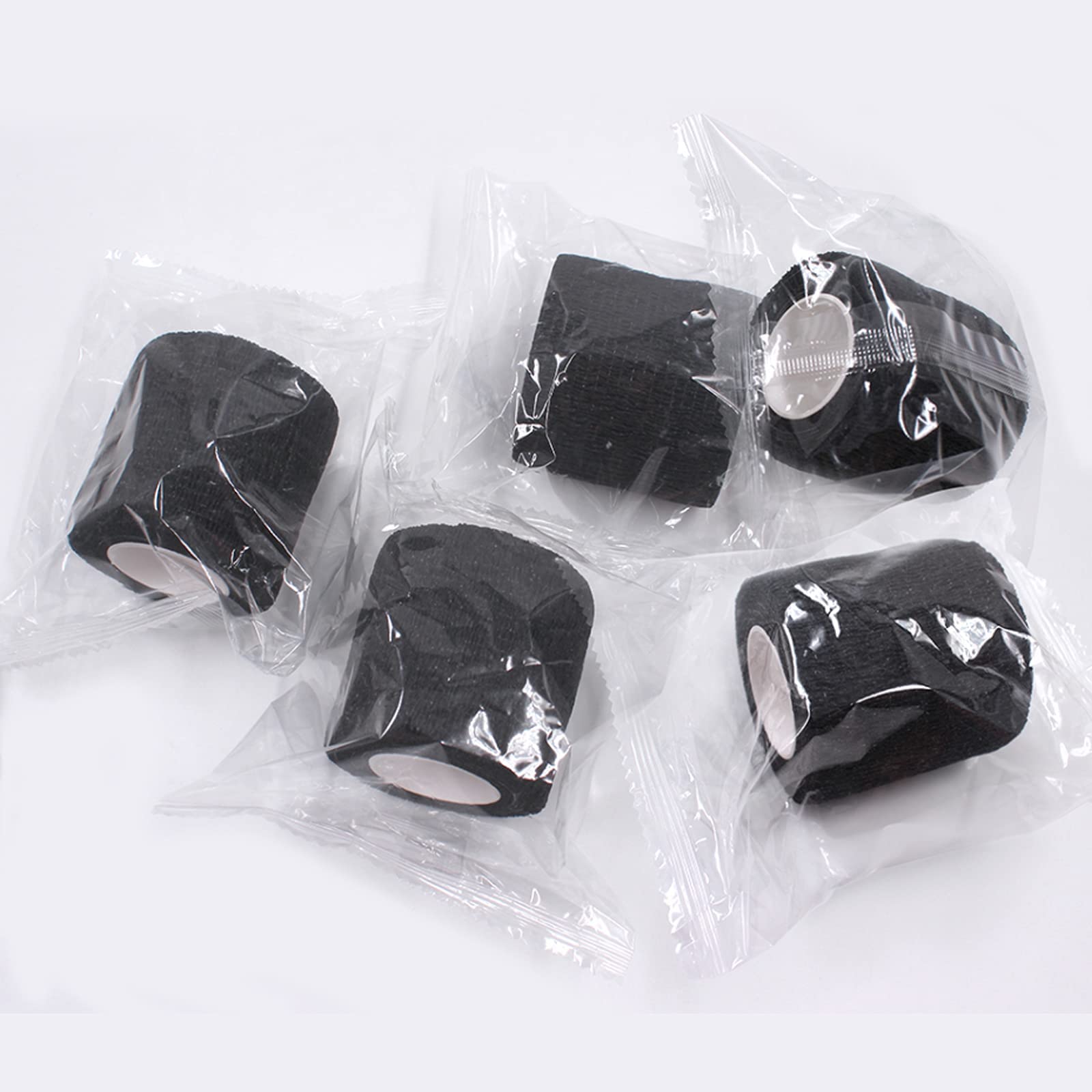 24pcs Tattoo Grip Cover Wrap, s 2 "x 5 yardas desechable Cohesive Tattoo Grip Cinta de vendaje Negro Autoadhesivo Wrap, Cinta de vendaje elástico (24pcs)