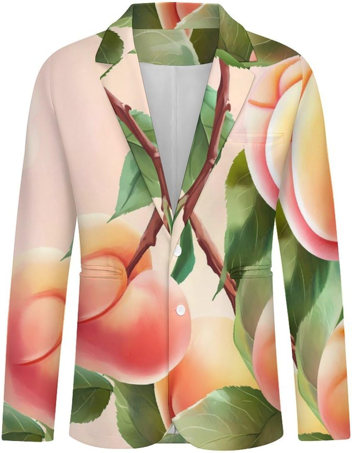 Peach Cute Fruit Mens Casual Blazer Two Button Lightweight Sport Coat Suit Jacket