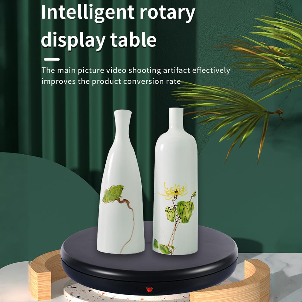 Andoer Base girevole elettrica, 45 cm Piattaforma girevole elettrica con 100 kg di carica, piattaforma rotante a 360 ° con telecomando per display di prodotti spettacolo video in diretta