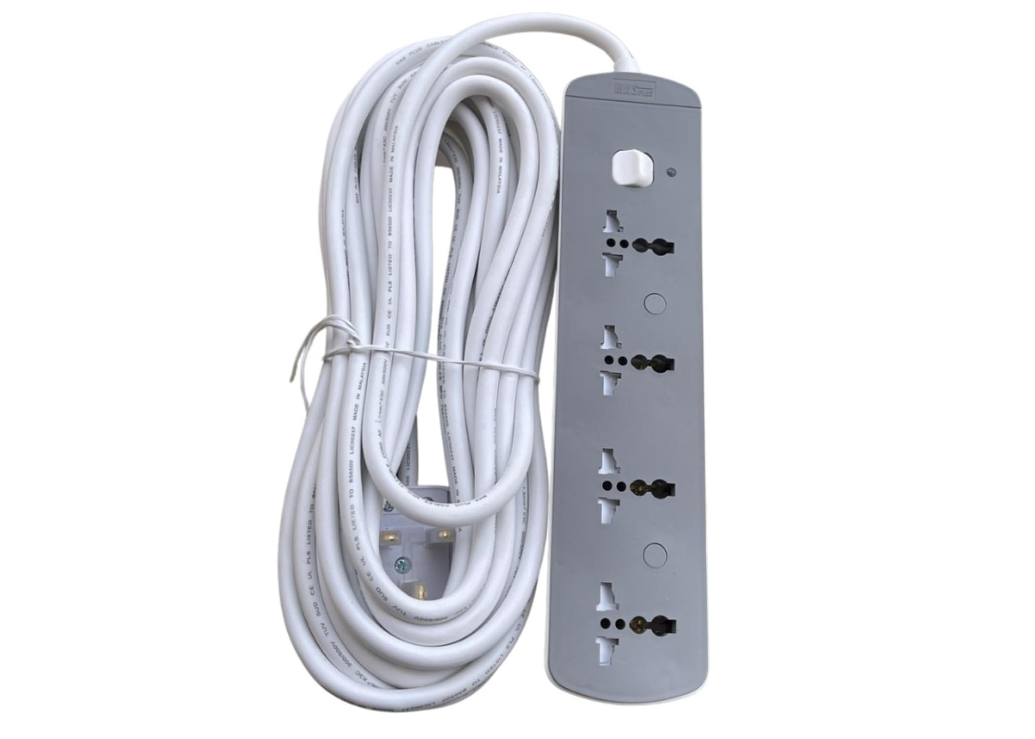 BKMax MasPlus Multi Plug – Heavy Duty, Durable Power Extension Cable for Home & Outdoor Use, 2500W, AC 250V. Power Socket - Extension Board (5 meter wire)