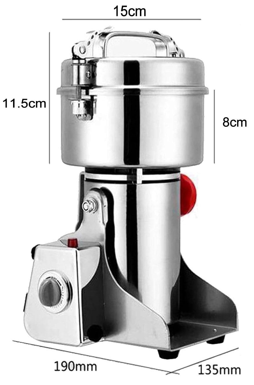Macina Spezie 32000rpm Macinacaffè Multifunzione Macina Spezie per Alimenti Macina Spezie in Acciaio Inox Macchina per Macina Spezie a Secco Macchina per Polvere in Acciaio Inox Uso Domestico,1000g
